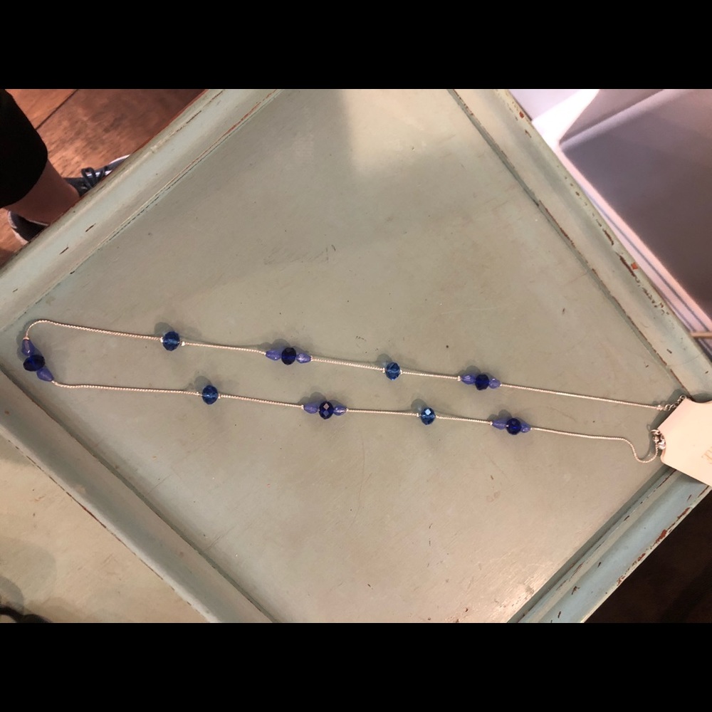 NWT blue beaded necklace